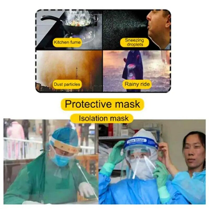 Protector Facial de seguridad transparente, mascarilla protectora antisalpicaduras, antipolvo, visera