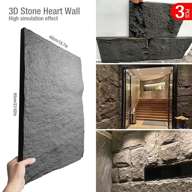 60x40cm high simulation stone 3D wall stickers stone brick wallpaper wall covering living room rhombus 3D wall panel mold tile