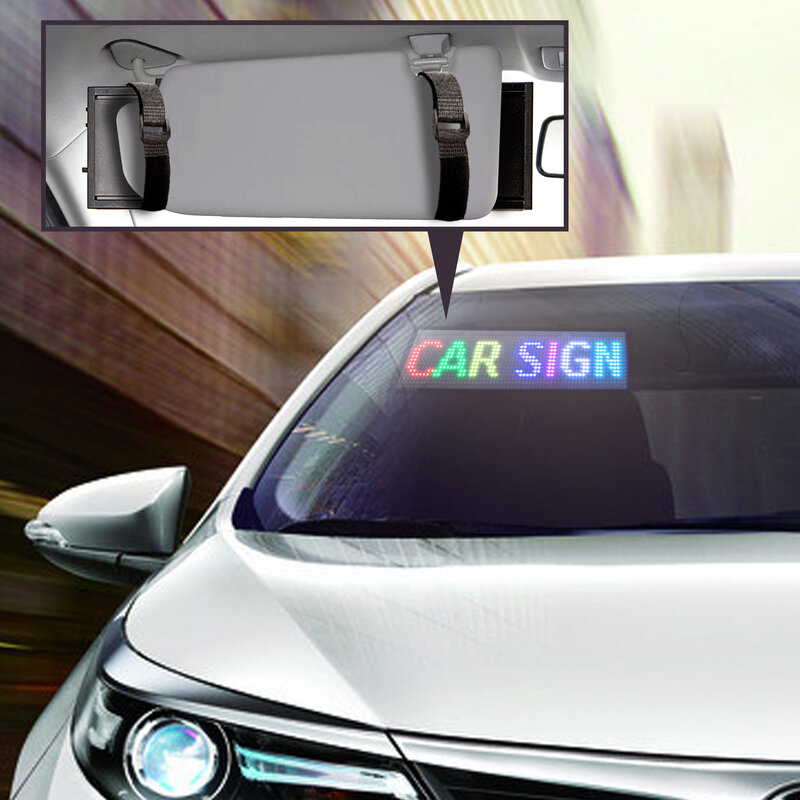 Pantalla LED de señal para coche, tablero de mensajes de desplazamiento programable, WiFi, inalámbrico, RGB, 12V