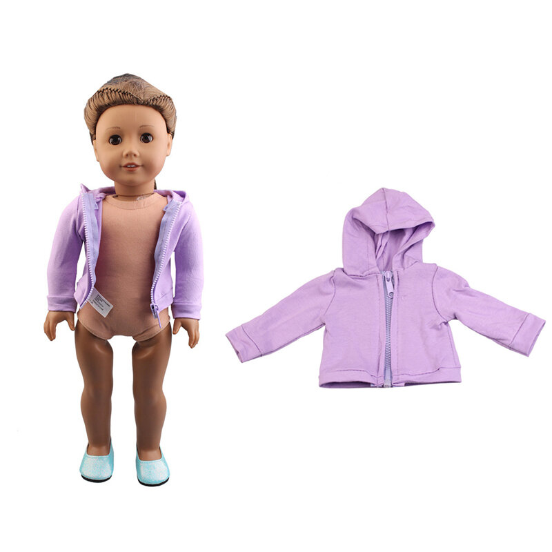 Fioletowa moda zapinana na zamek kurtka z kapeluszem 5 kolorów spodnie lalki dla dzieci ubrania dla 18 Cal 43cm noworodki akcesoria dla lalek dziewczyna prezent