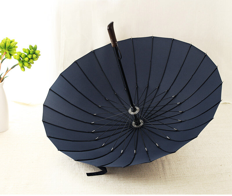 Parapluie de marque pour femmes et hommes, qualité 24K, robuste, solide, coupe-vent, cadre en fibre de verre, poignée en bois, longue tige, offre spéciale