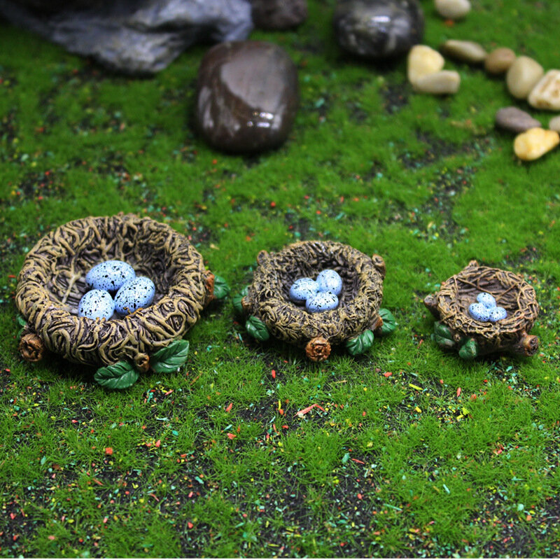 Aksesori Dekorasi Bonsai Taman Peri Resin Miniatur Dekorasi Rumah Model Hewan Patung Sarang Burung Nuri Kecil Lucu 1 Buah