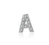 925 Sterling Silver anting-anting huruf inisial untuk wanita A-Z zirkon kubik bertatahkan mikro 26 huruf anting-anting kancing perhiasan bagus