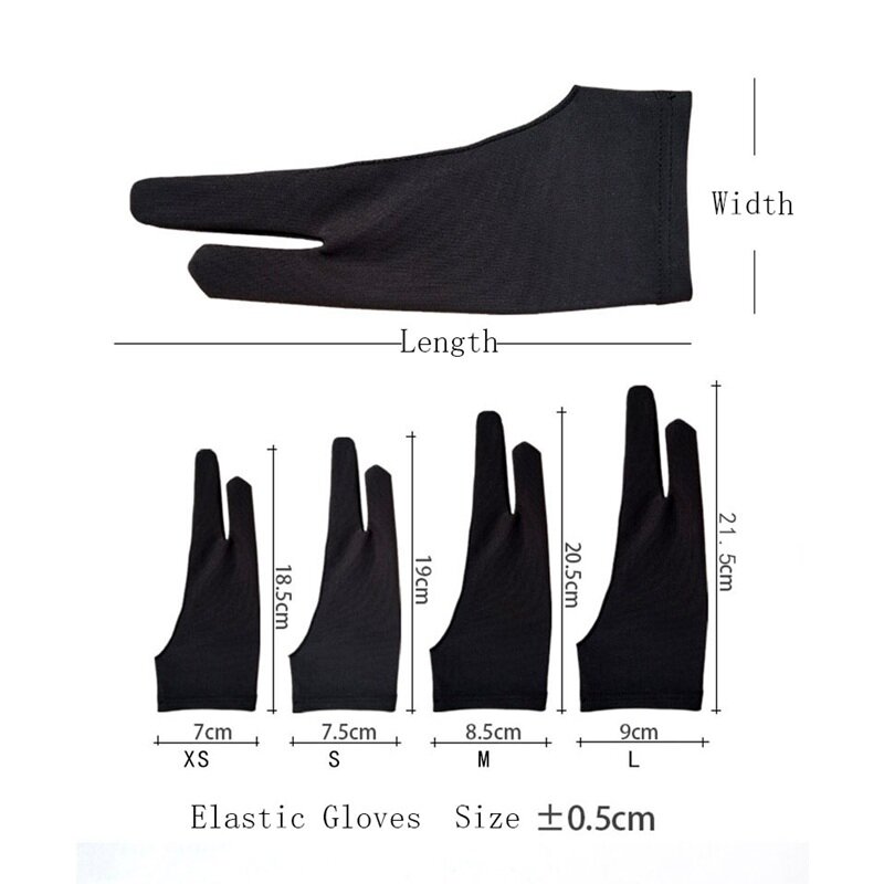 1pc 2 Finger Artist Drawing Glove for Sketch Oil Watercolor Gouache Painting Anti-Fouling Both for Right And Left Hand