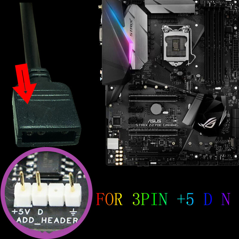 Bande lumineuse RGB LED pour ASUS AURA SYNC, MSI, carte mère, PC, synchronisation de lumière mystique, carte mère WS2812b Fusion 2.0