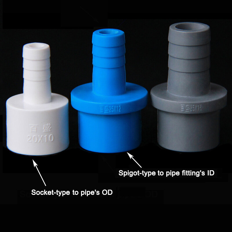 PVC Pipe Fitting - Hose Pagoda Connector 5,8,10,12,14,16,18,20mm Barb Tail to Hose and 20mm 25mm to Pipe Tube Jointer Adapter