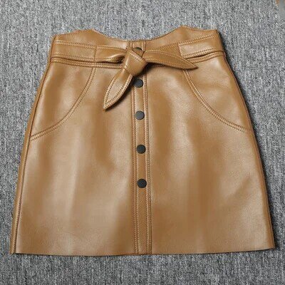 Tao Ting Li Na New Fashion Genuine Real Sheep Leather Skirt J27