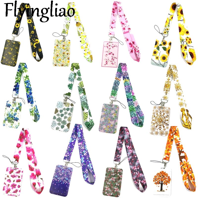  Flowers Key lanyard Car KeyChain ID Card Pass Gym Mobile Phone Badge Kids Key Ring Holder Jewelry Decorations