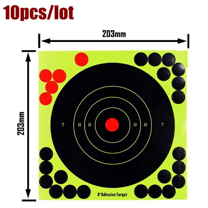 10pcs Tactical Training Target Paper Fluorescence Sticker Shooting target paper per la caccia al Paitball