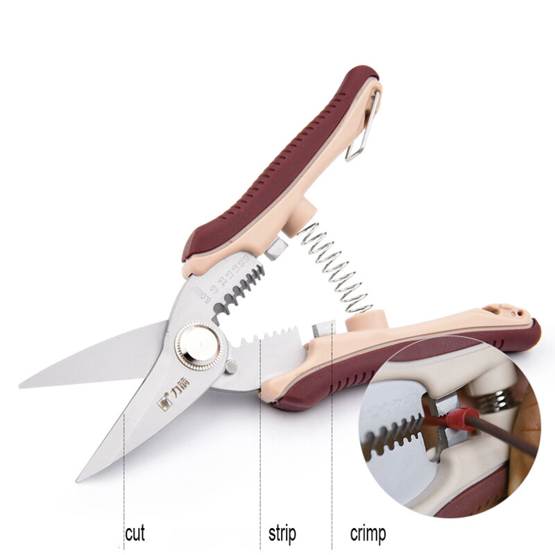 Electrician Crimper Cable Cutter Automatic Wire Stripper Multi-Functional Pliers Design of Front-End Curved Edge Convenient