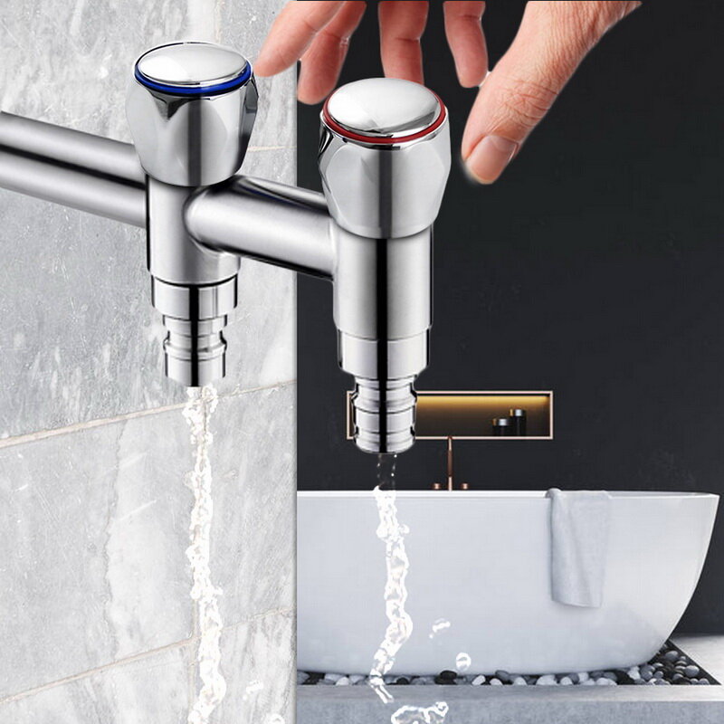 Hot Cold Faucet Handle Knob Red+Blue 2Pcs/Set Faucet Knob Handle Universal Replacement Handle Silver Tone
