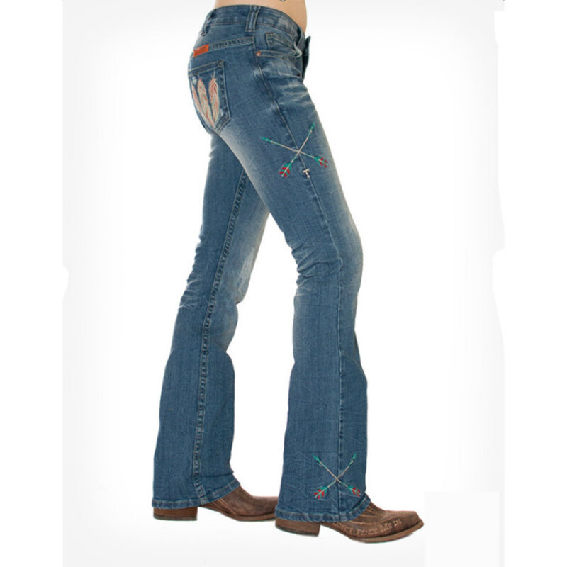 Amazonwish – jean brodé avec plumes pour femme, taille slim, offre spéciale, vente directe d'usine