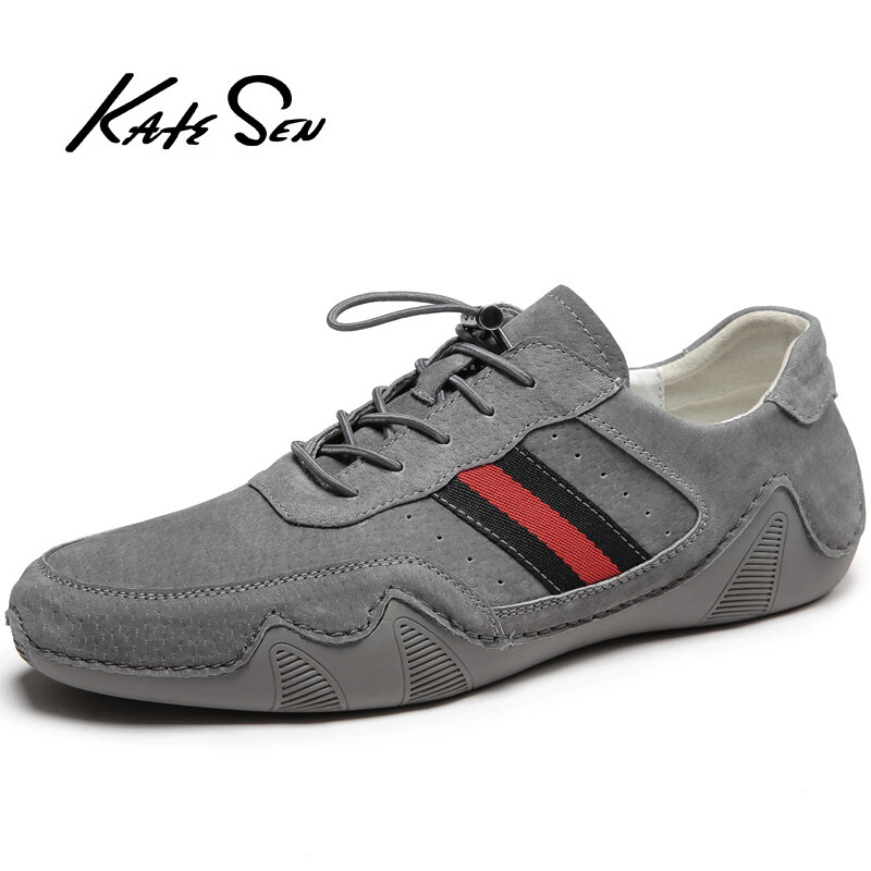 KATESEN Comfortable Men Casual Shoes Loafers Men Shoes Quality Split Leather Shoes Male Flats Hot Sale Driving shoes men
