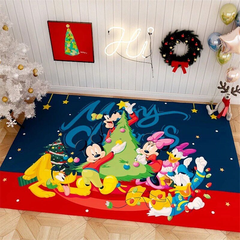 Alfombra de dibujos animados de Navidad para exteriores, Felpudo de Mickey, adorno de Papá Noel, decoración de Navidad para el hogar, regalo de Año Nuevo