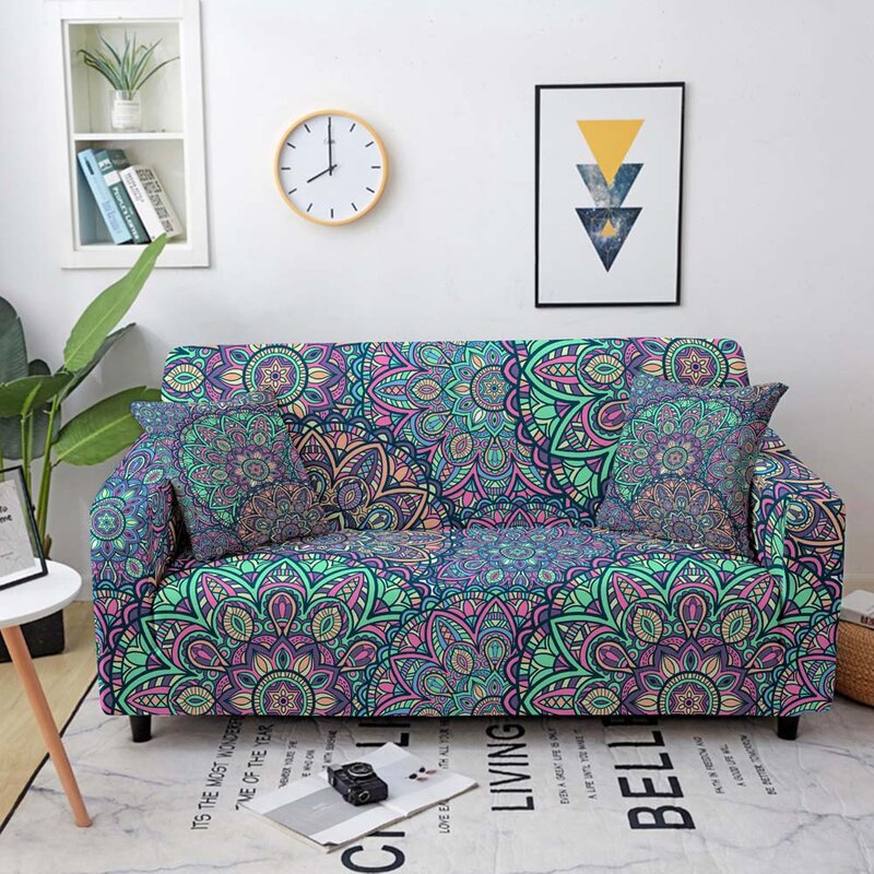 Boêmio mandala sofá capa para sala de estar elástico canto sofá capa chaise longue secional sofá capa protetor 1-4seat