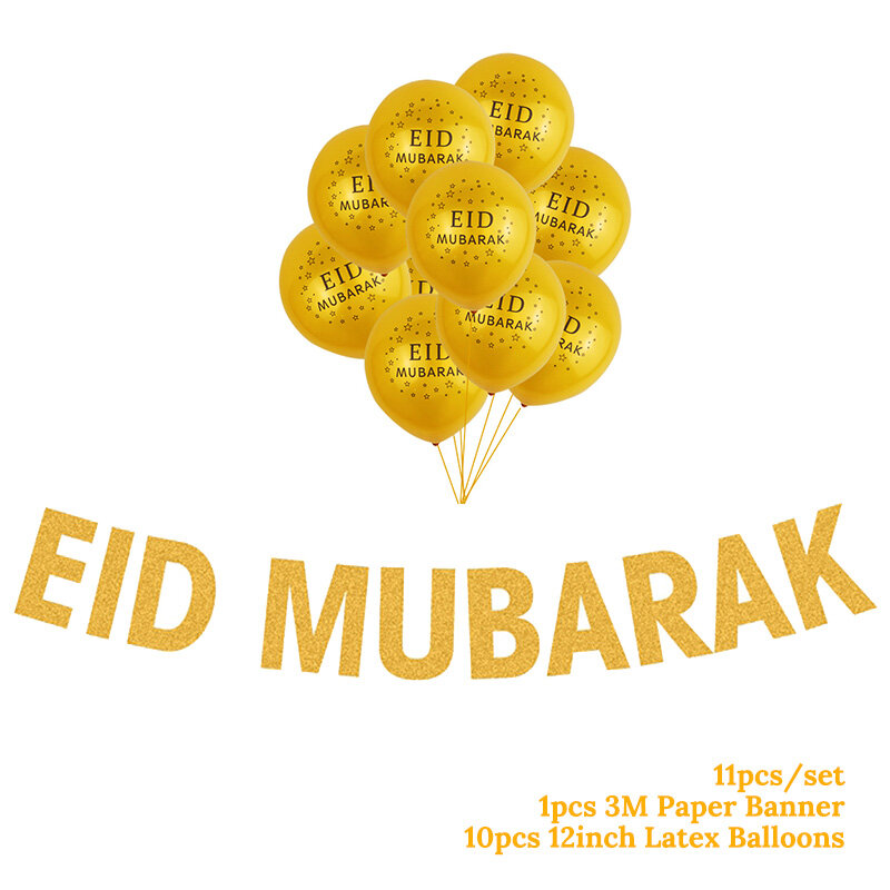 Исламский Al Adha Eid Mubarak Banner флажки шары 2022 Kareem украшения на Рамадан для дома Ислам Мусульманское событие принадлежности Вечерние