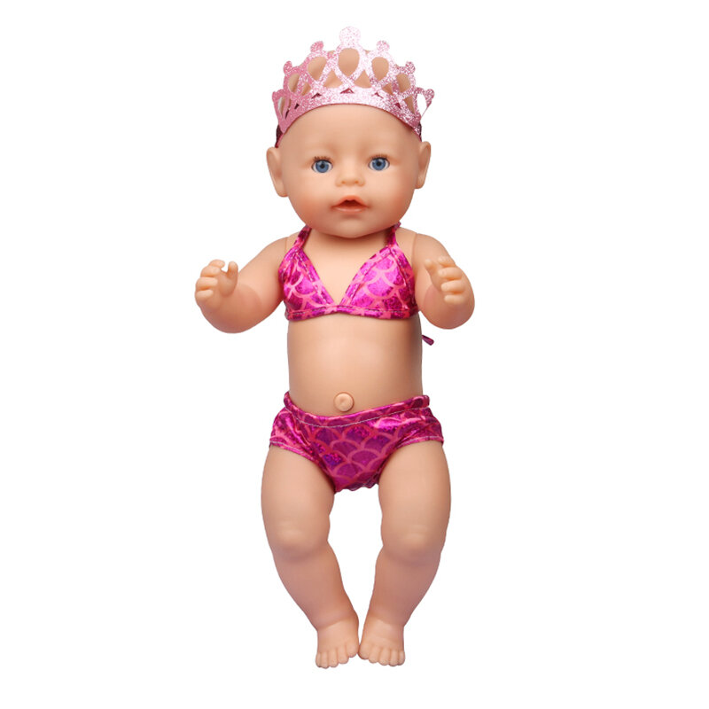 新生児用人形服アクセサリー,マーメイドコスチューム,誕生日やお祭りのギフトパン,18インチ,43cm
