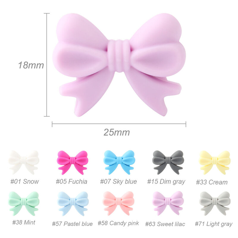 10Pcs Bowknot Silicon Beads BPA Free Bow Tie Baby Teething Bead for DIY Jewelry Making Chewable Baby Teething Molar Nursing Gift