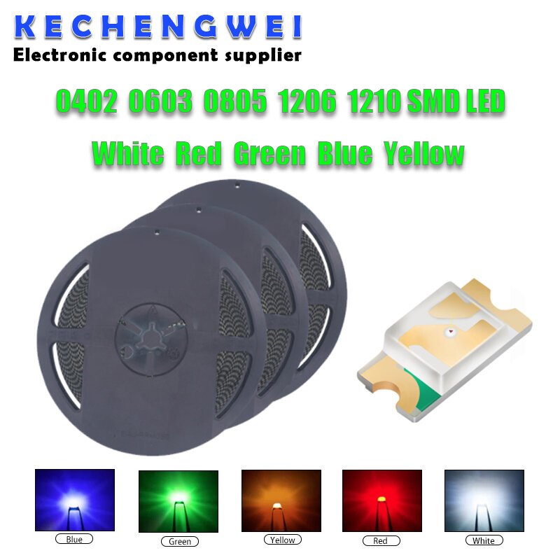 1Reel 0402 0603 0805 1206 1210 SMD LED Diodes light Yellow Red Green Blue White 4000PCS 3000PCS 2000PCS