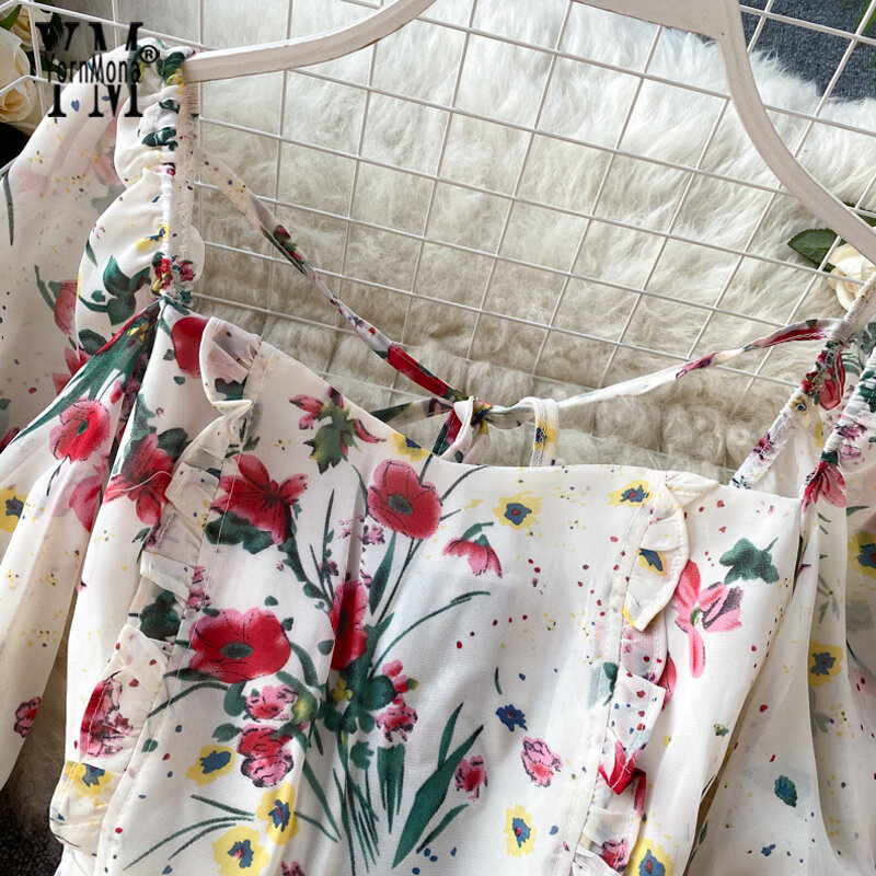 Женская блузка с цветочным принтом YornMona, элегантная шифоновая блузка с открытой спиной в готическом стиле