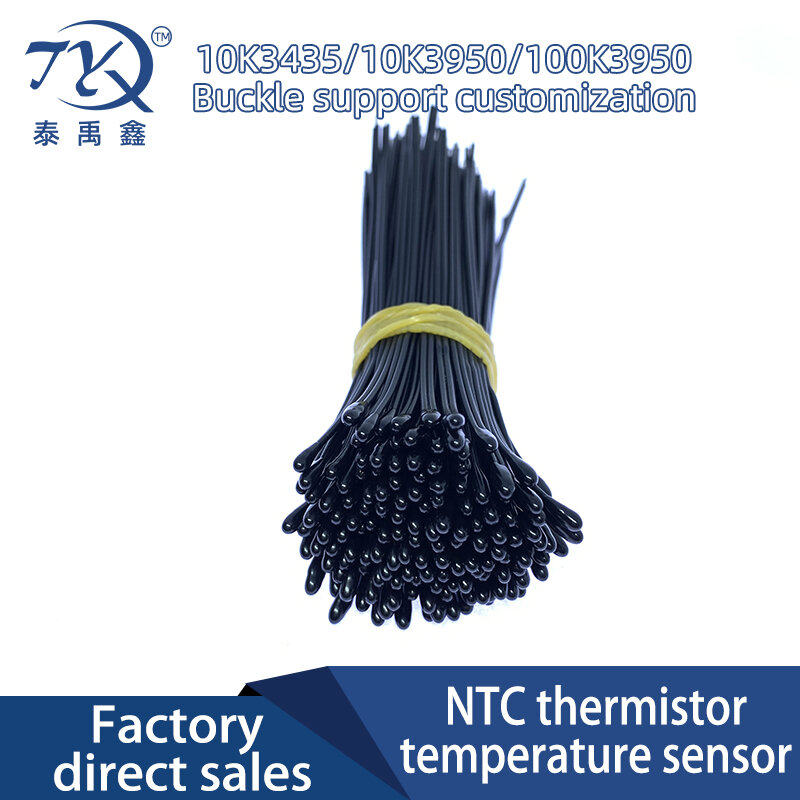 Sensor de temperatura de termistor MF52D NTC, B3435, B3950, 10K, 100K, 50mm, 60mm, 70mm, 80mm, 100mm, resistencia