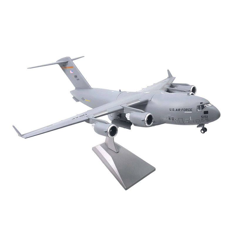 Коллекционная металлическая 3d-модель, модель C-17 самолета, грузового самолета, с подставкой, масштаб 1/200, военные модели