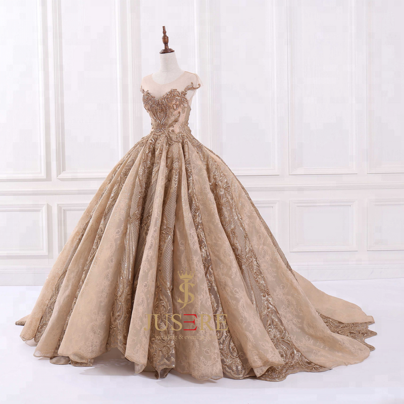 Drogie złoty suknia balowa z krynoliną arabski styl Jusere prawdziwe luksusowa suknia balowa cekinowe suknie wieczorowe 2021