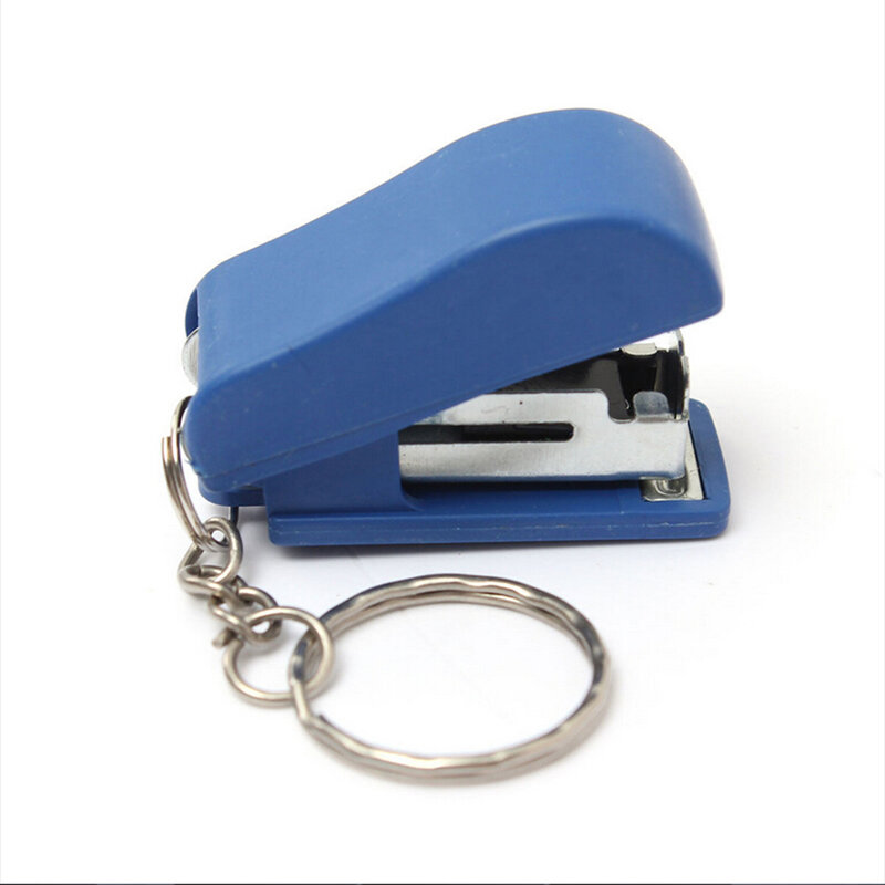 Practical Stapler Key Chain Ring Keychain School Office Supplies Stationery Bag Charm