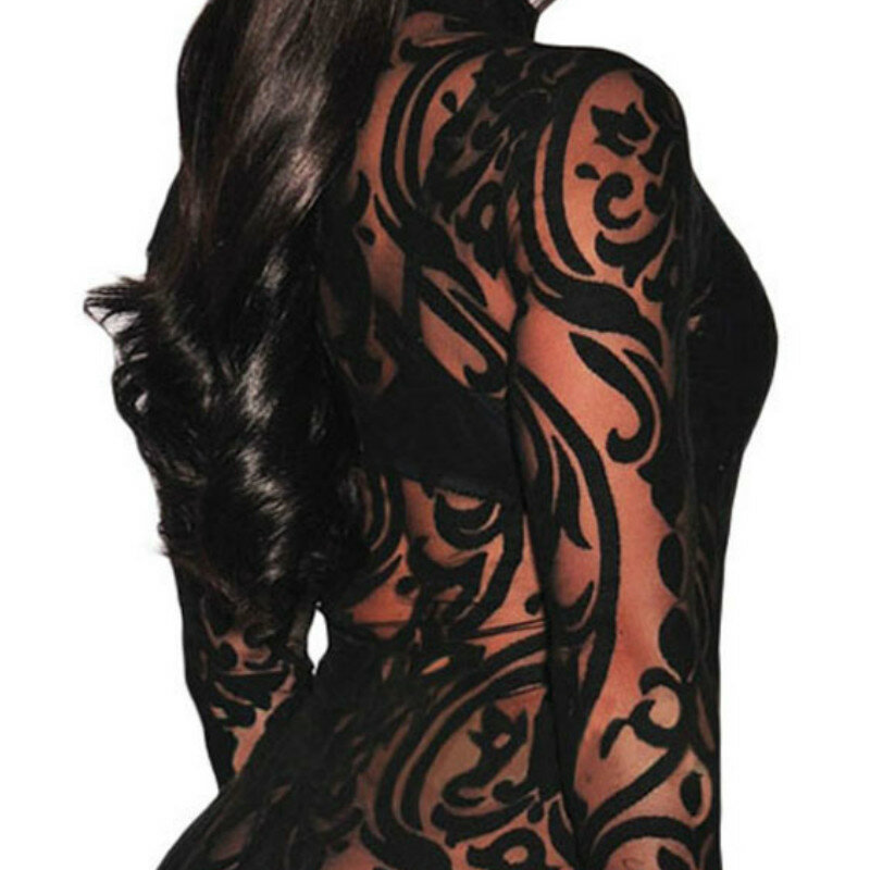Body negro Sexy transparente sin sujetador, Body de manga larga, bodys de verano para mujer