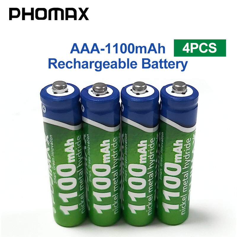 PHOMAX 1100mAh AAA battery 1.2V 4pcs/lot rechargeable battery calculator electronic toy remote control alarm clock NiMH Baterie