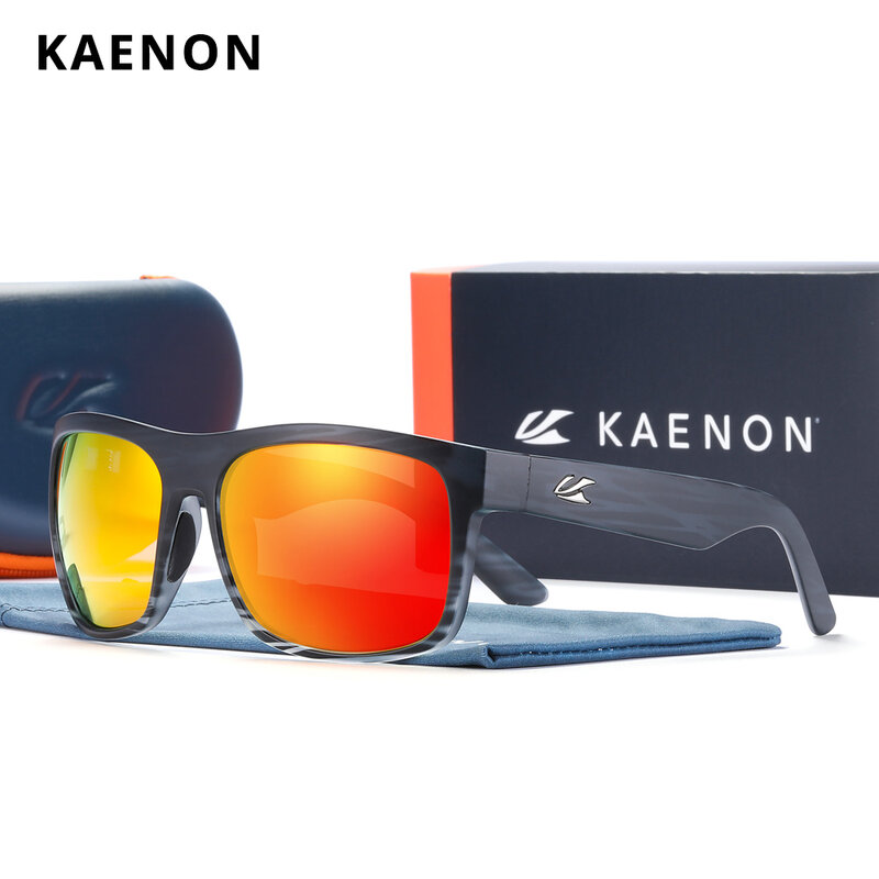 KAENON 외부 편광 선글라스, 사각 버넷 XL 눈부심 방지 선글라스, TR90 소재 프레임, 1.1mm 강화 렌즈 CE