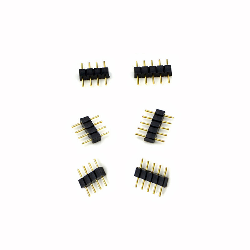 50Pcs/Lot LED Connector Adapter 4Pin 5Pin Needle Male Type Double 4 Pin RGB/5 Pin RGBW Connector For 3528 5050 Led Strip Light