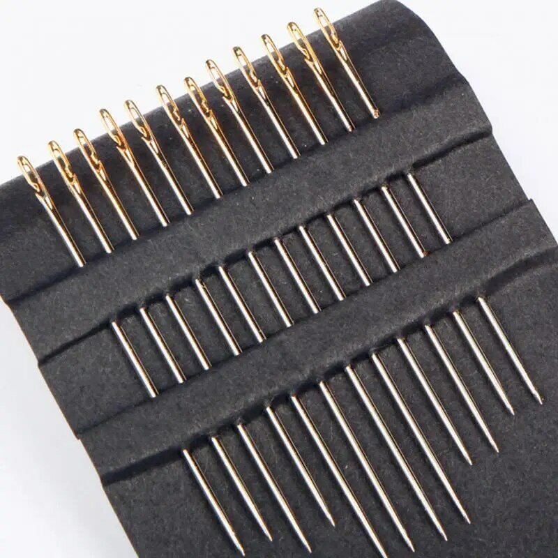 12個ブラインドマルチサイズ針ゴールドテール簡単に通過からサイドハンド縫製刺繍ツールdiy針仕事ミシン針