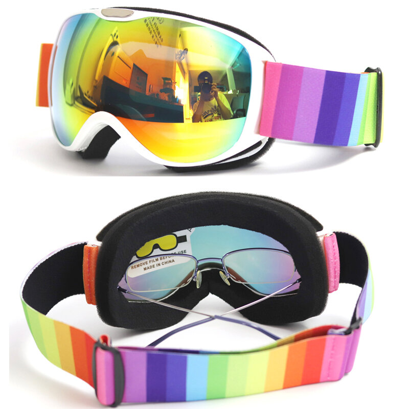 Óculos de esqui esféricos anti-nevoeiro para crianças, dupla camada, óculos grandes, snowboard infantil, esportes de inverno ao ar livre, óculos para os 4-14 anos