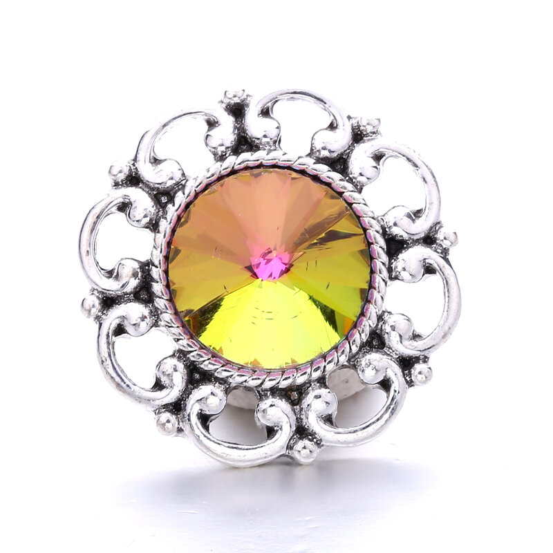 Forty Style-botón a presión de cristal para mujer, joyería de 18mm, accesorios de pulsera, regalo, alta calidad, 5 unidades