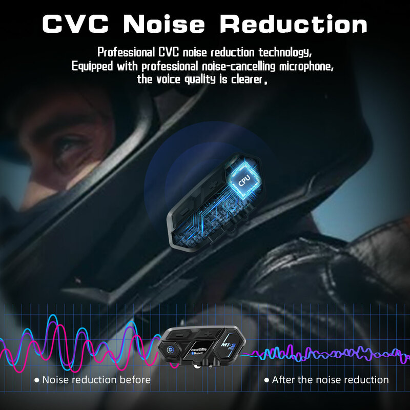 Fodsports M1S Pro - capacete fone de ouvido bluetooth 5.0 interfone de motocicleta para 8 pilotos 2000 m à prova d'água intercomunicador moto motocicleta interfone sem fio com emparelhamento universal 900mAH(CE FCC)