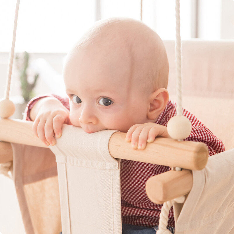 Columpio colgante de lona para bebé, balancín de madera, juguete de seguridad para bebé, silla de columpio exterior, balancín de juguete para niños