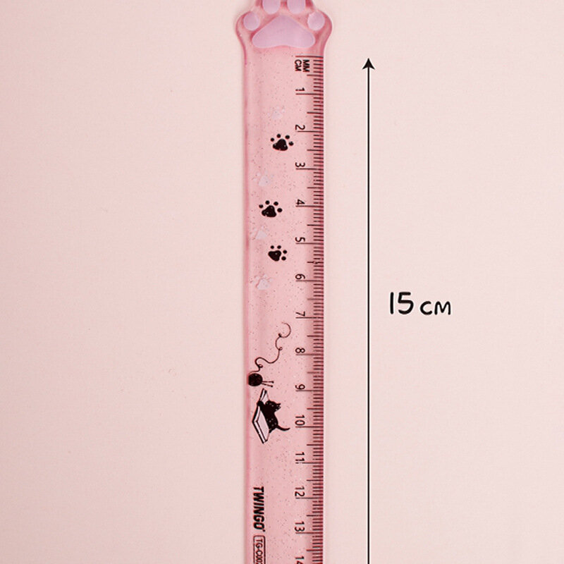 Plastic Straight Rulers 15cm Kawaii Cat Paw Office Supplies Student Prize DIY Drawing Tools Measuring Tool Drawing Supply School