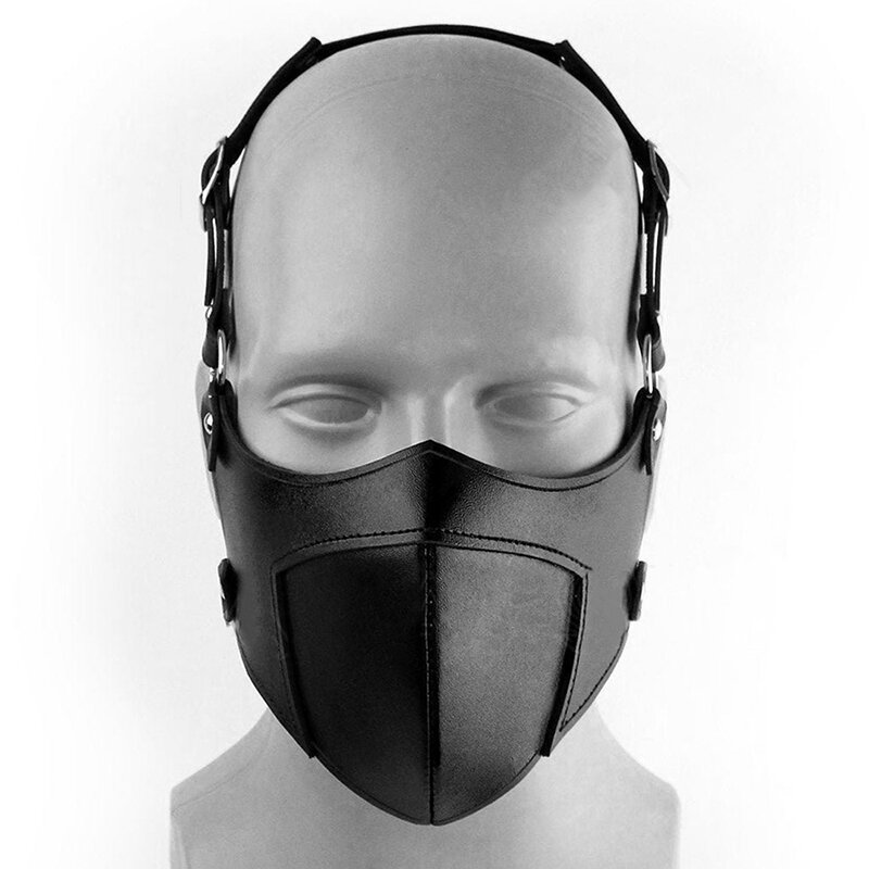 Máscara bucal de cuero gótico Steampunk para la media cara, cálida, reutilizable, a prueba de polvo, accesorio, cubierta de arnés, pasamontañas, motocicleta, motociclista