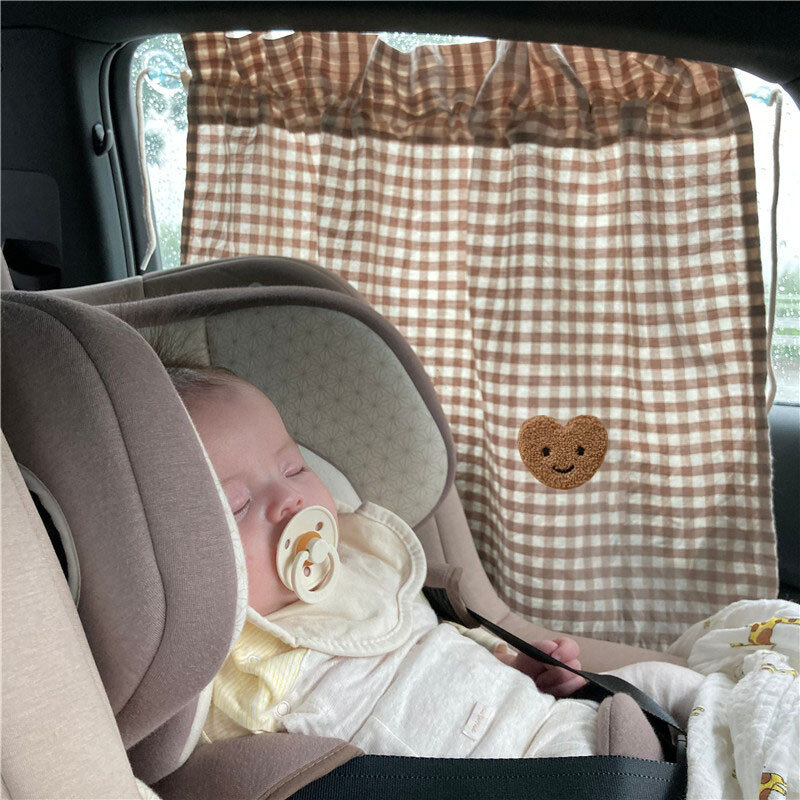 Parasol para ventana trasera de coche, cortina protectora con diseño de oso de dibujos animados