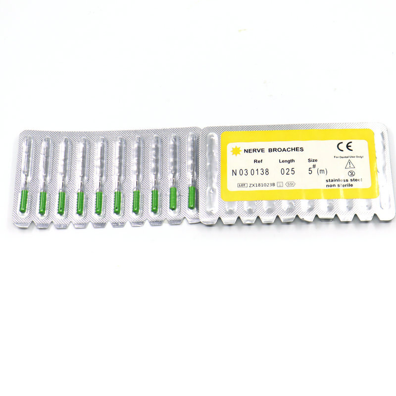 Broches de púas dentales con mango, accesorios endodónticos de acero inoxidable para odontología, 25mm, 10 unids/paquete