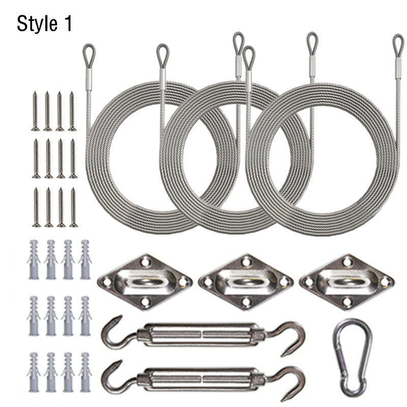 Stainless Steel Wire Rope Kit Triangle Four-corner Sunshade Sail Canopy Installation Set