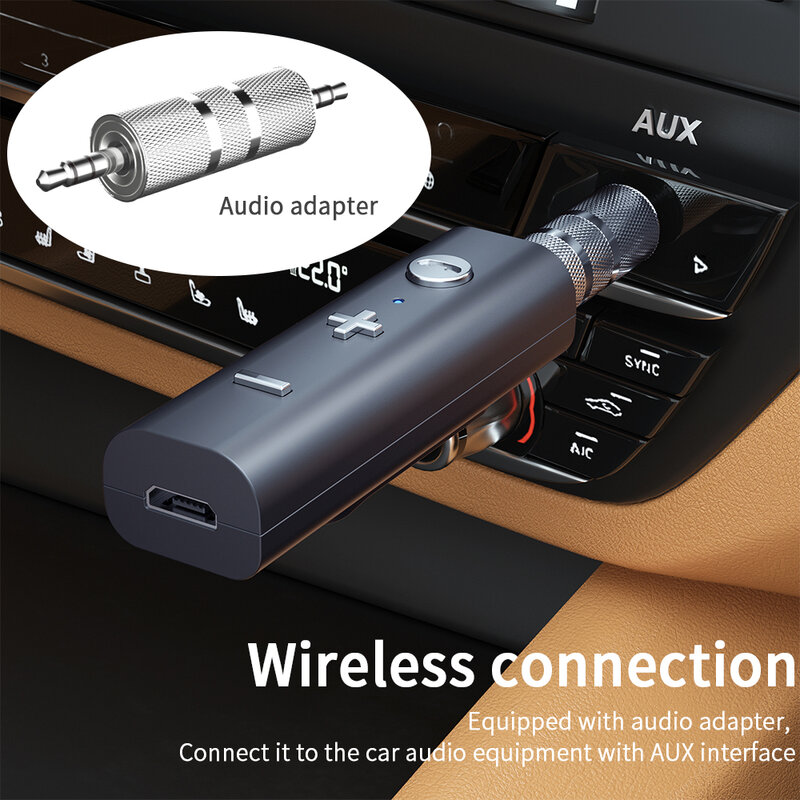Essager Bluetooth 5.0 受信機のための 3.5 ミリメートルジャックイヤホンワイヤレスアダプタ Bluetooth Aux オーディオレスミュージックトランスミッターヘッドホン