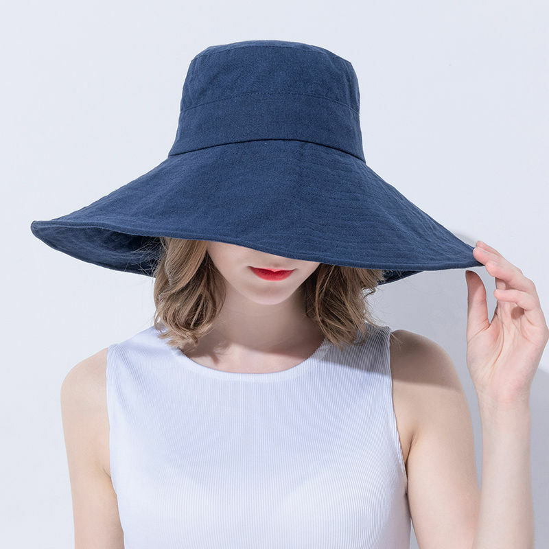 Hats Women Bucket Big Shade Sun-protection Drawstring Female Vacation Caps Leisure Fashion Fisherman Lady All-match Simple Daily
