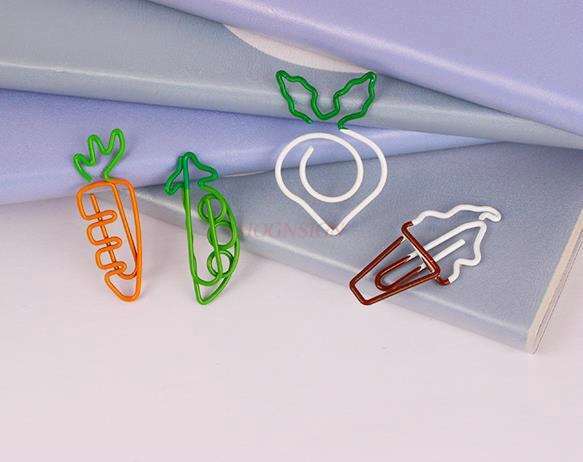 Clip de papel de dos colores de zanahoria, 10 unidades, clip de papel de dibujos animados