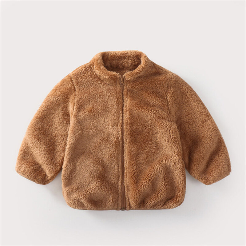 Mantel pakaian anak laki-laki perempuan, jaket Luaran anak-anak flanel dua sisi polos lembut musim gugur dan dingin 2024 usia 0-5 tahun