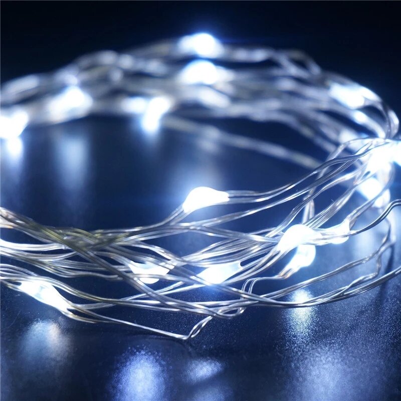 2M 20 3M 30 5M 50 10M 100Leds Fairy Lights AA Battery Powered Silver Led Copper Wire String Light Decorative Fairy Lights