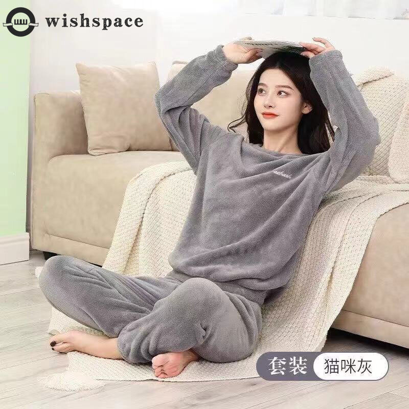 In the Fall and Winter of 2021 New Coral Fleece Pajamas Fairy Female Thickening and Wool Flannel Lovely Warm Leisurewear Suit