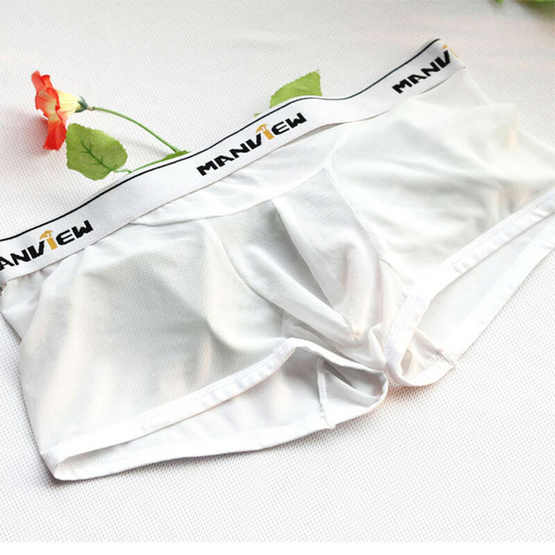 Transparent Underwear Men Boxer 2019 New Sexy Mesh Casual Boxer Letter Printed Men Underwear Panties ropa interior hombre