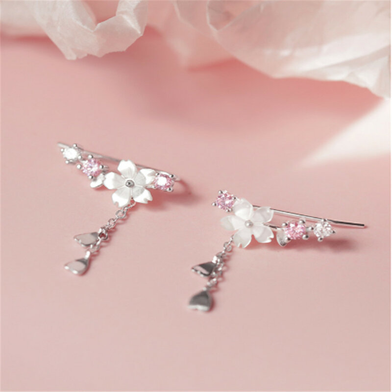 Moda dolce fiore di ciliegio conchiglia goccia orecchini nappa per le donne ragazze regali gioielli per feste orecchini romantici fiore 2022